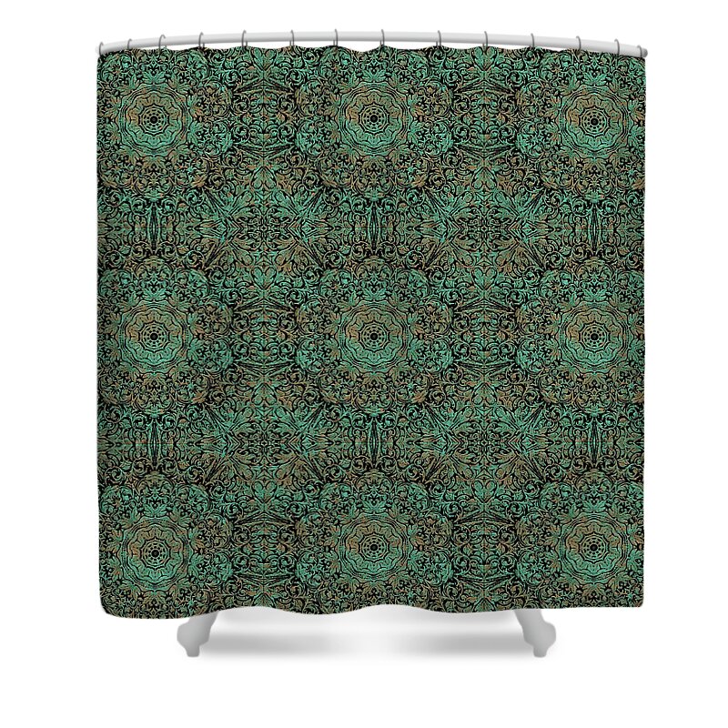 Green Copper Flower Kaleidoscope - Shower Curtain