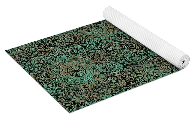 Green Copper Flower Kaleidoscope - Yoga Mat