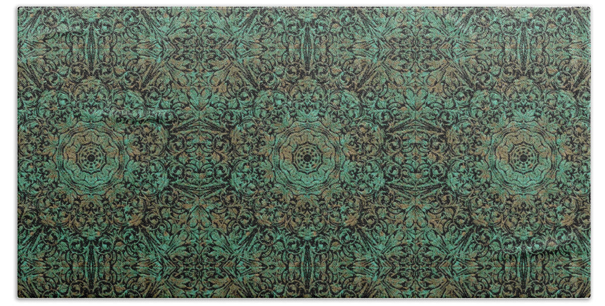 Green Copper Flower Kaleidoscope - Bath Towel