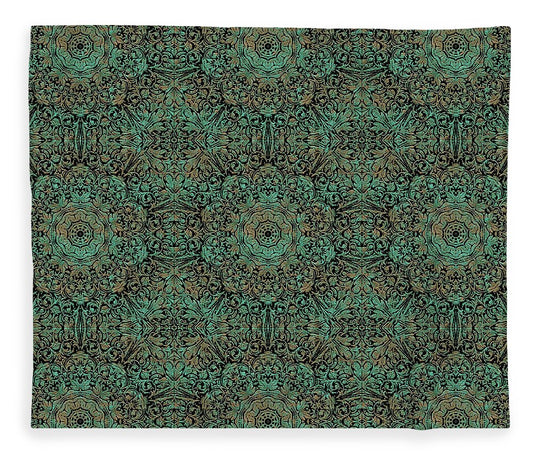 Green Copper Flower Kaleidoscope - Blanket