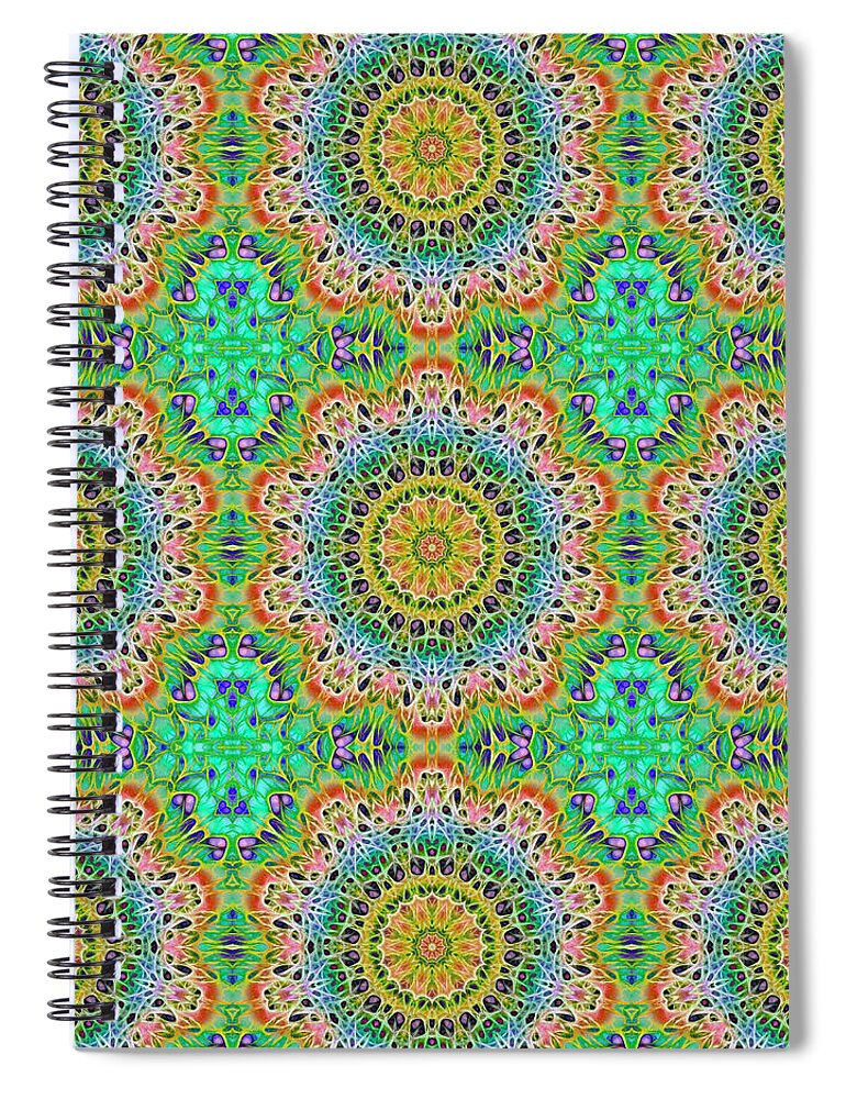 Green Orange Kaleidoscope - Spiral Notebook