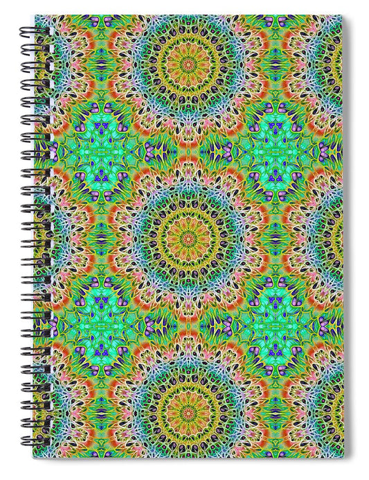 Green Orange Kaleidoscope - Spiral Notebook