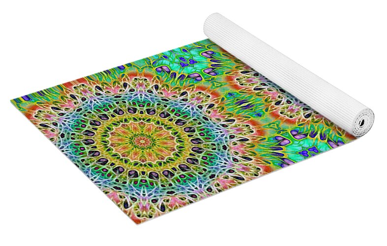 Green Orange Kaleidoscope - Yoga Mat