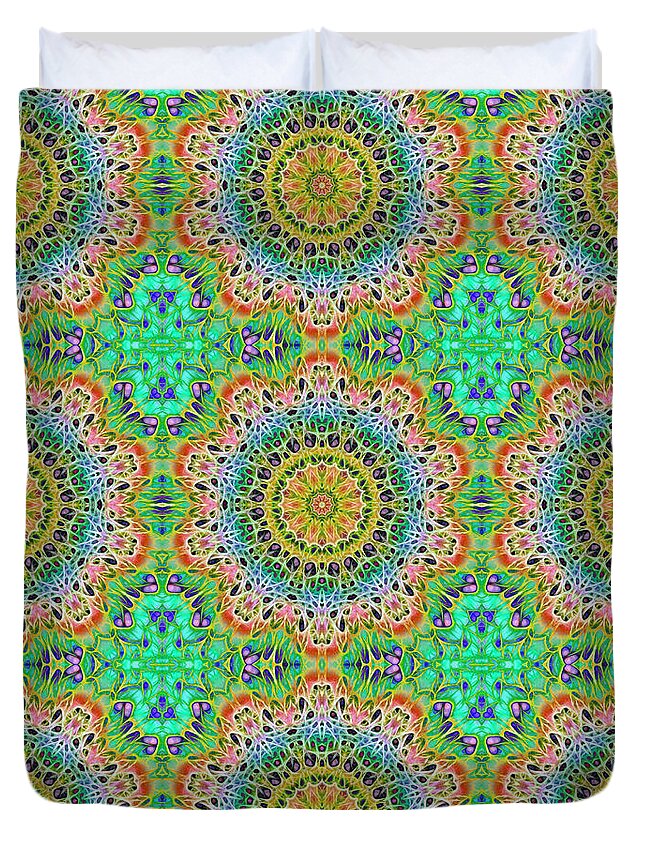 Green Orange Kaleidoscope - Duvet Cover