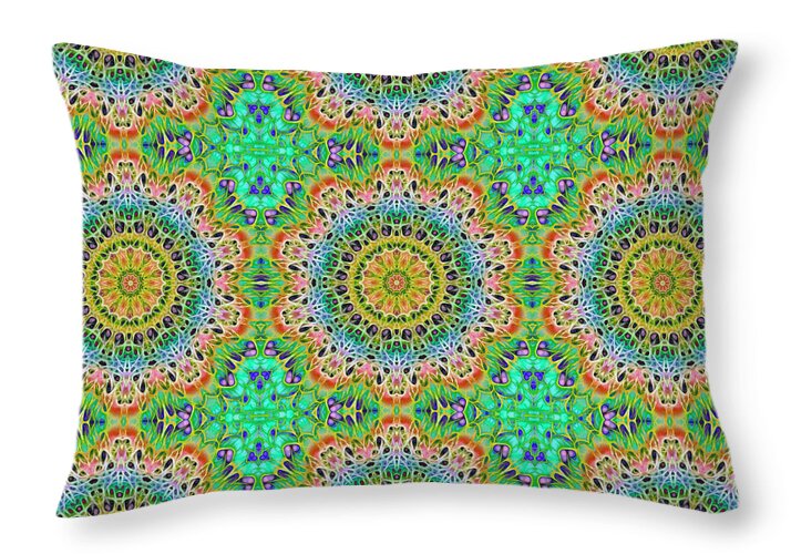 Green Orange Kaleidoscope - Throw Pillow