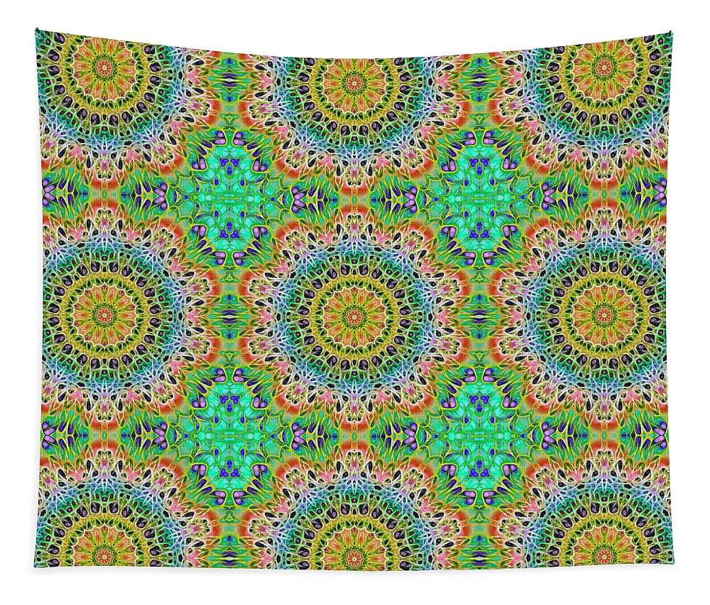 Green Orange Kaleidoscope - Tapestry