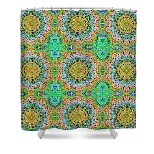 Green Orange Kaleidoscope - Shower Curtain