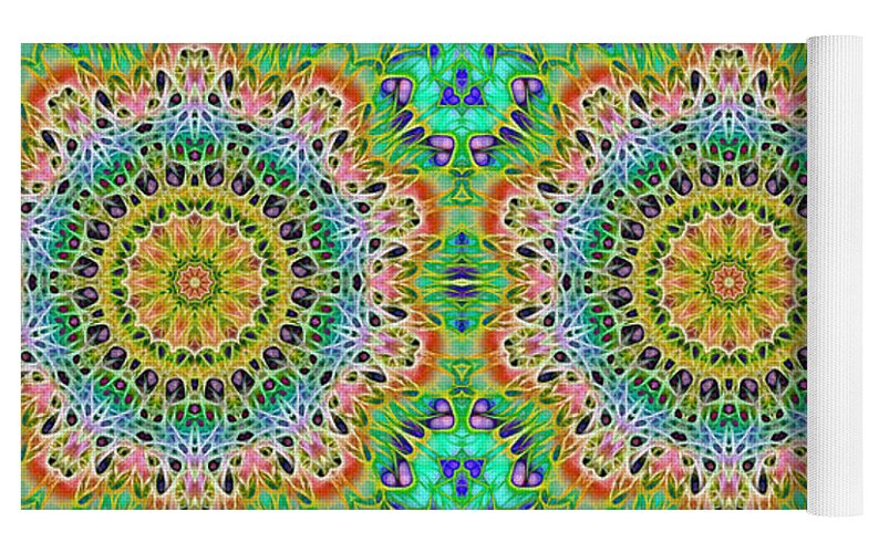 Green Orange Kaleidoscope - Yoga Mat