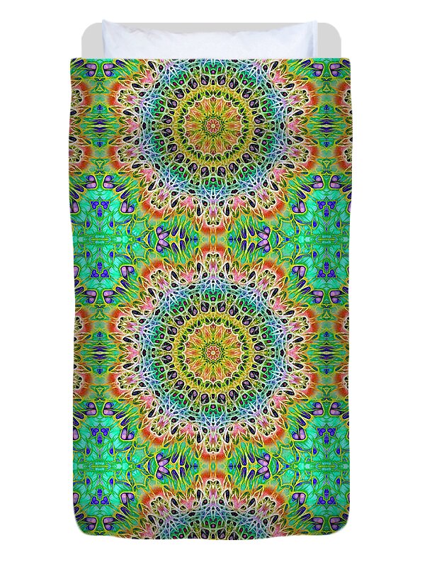 Green Orange Kaleidoscope - Duvet Cover