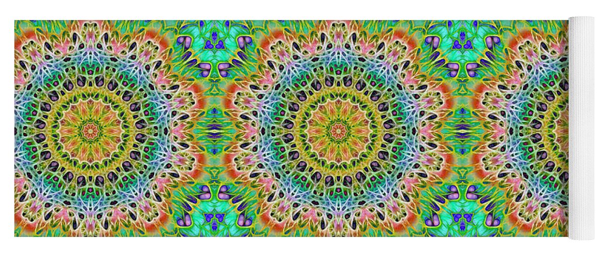 Green Orange Kaleidoscope - Yoga Mat