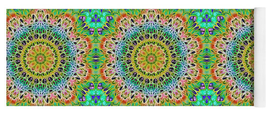 Green Orange Kaleidoscope - Yoga Mat