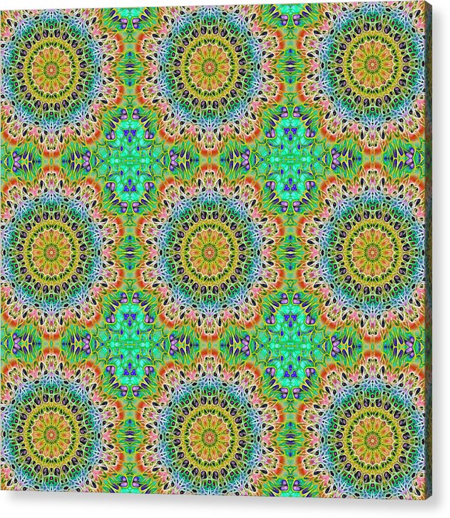 Green Orange Kaleidoscope - Acrylic Print