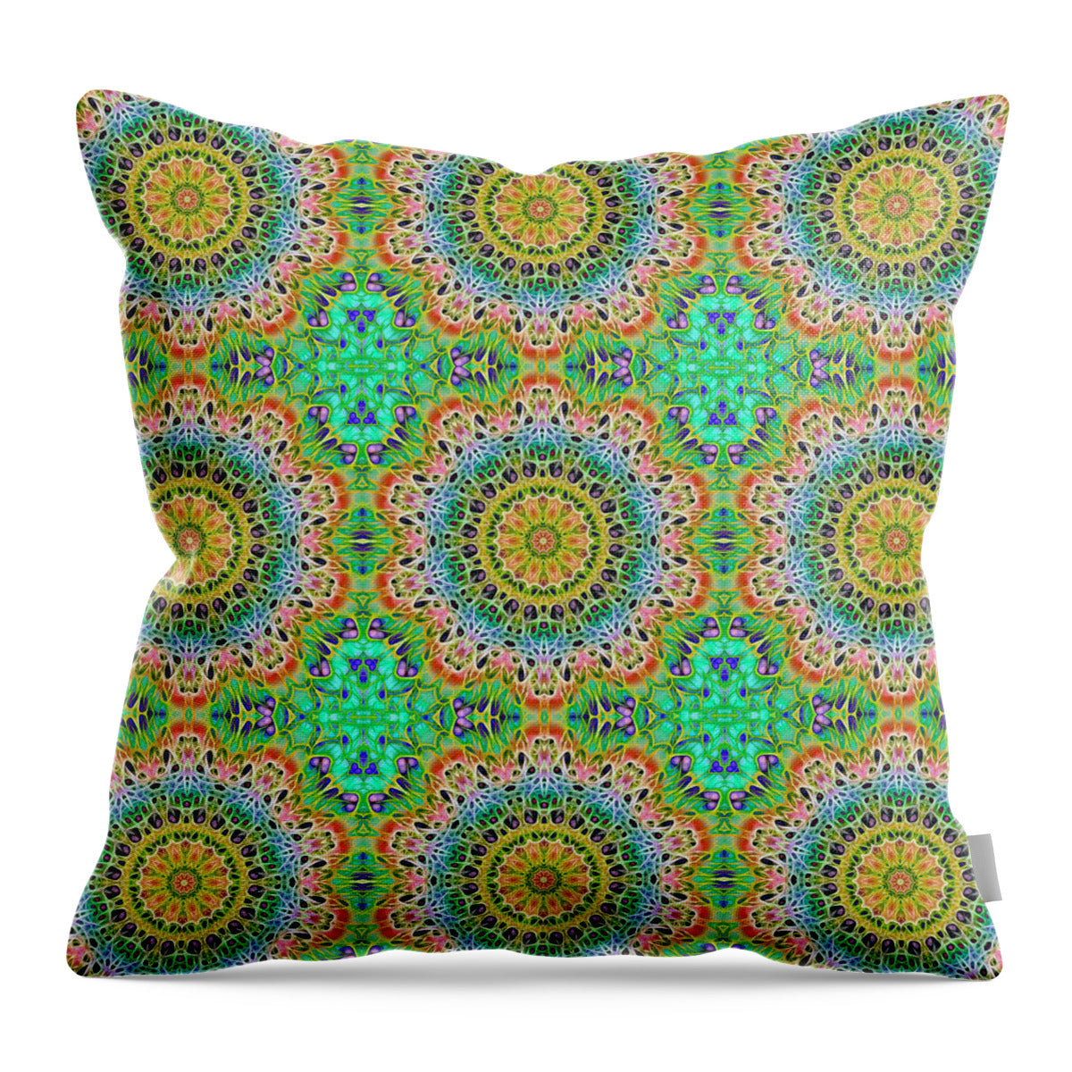 Green Orange Kaleidoscope - Throw Pillow