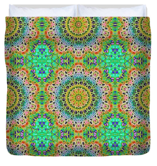 Green Orange Kaleidoscope - Duvet Cover