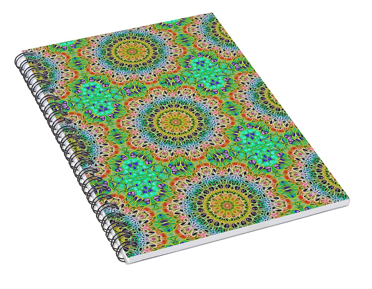 Green Orange Kaleidoscope - Spiral Notebook