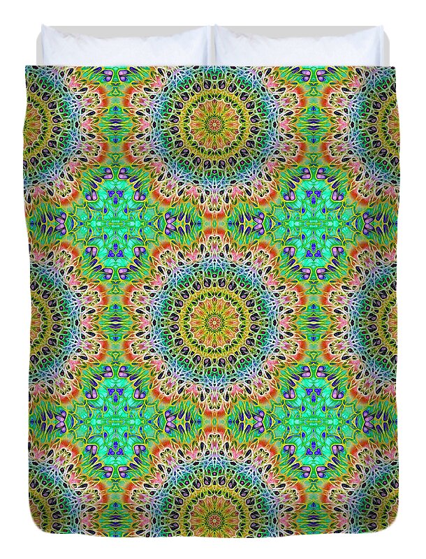 Green Orange Kaleidoscope - Duvet Cover