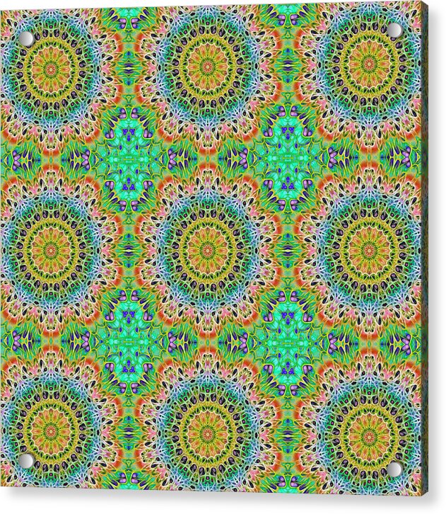 Green Orange Kaleidoscope - Acrylic Print