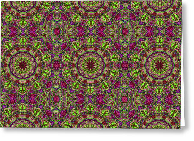 Green Pink Kaleidoscope - Greeting Card