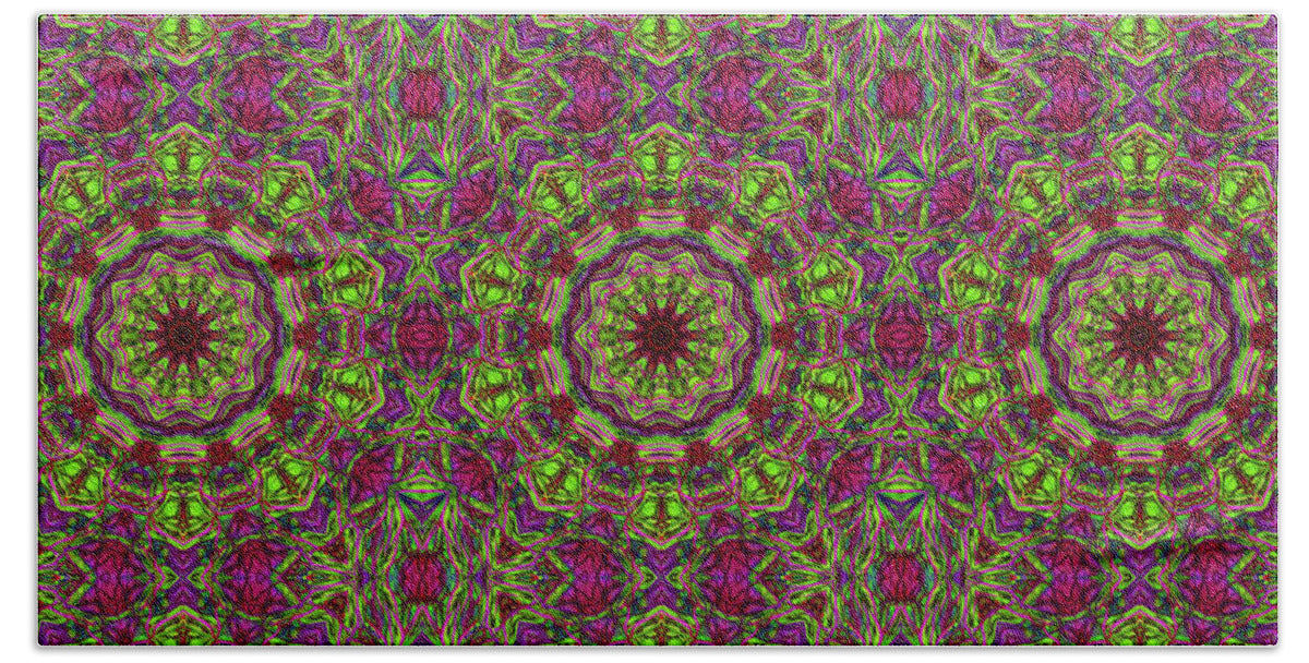 Green Pink Kaleidoscope - Bath Towel