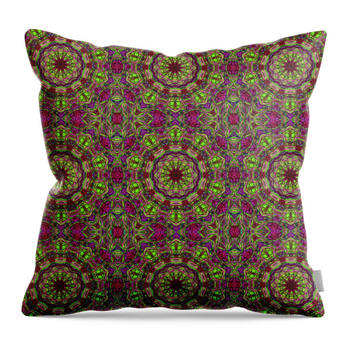 Green Pink Kaleidoscope - Throw Pillow