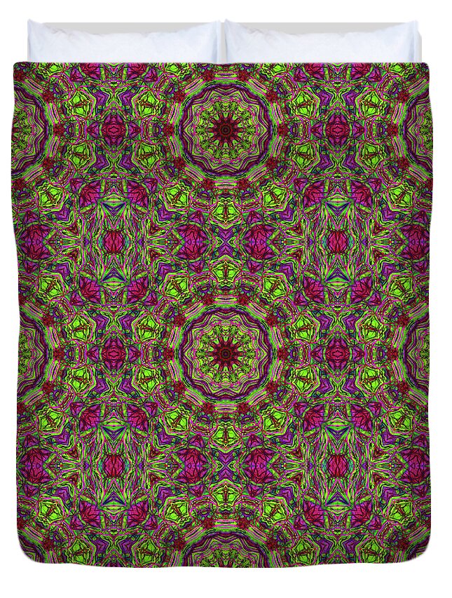 Green Pink Kaleidoscope - Duvet Cover