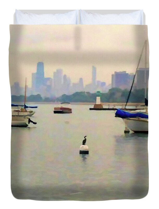 Lake By The City - Duvet Cover