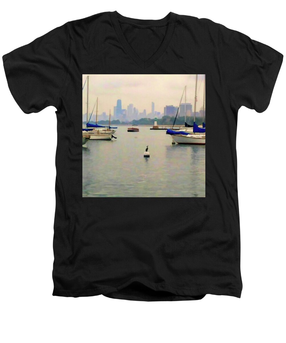 Lake By The City - Men's V-Neck T-Shirt