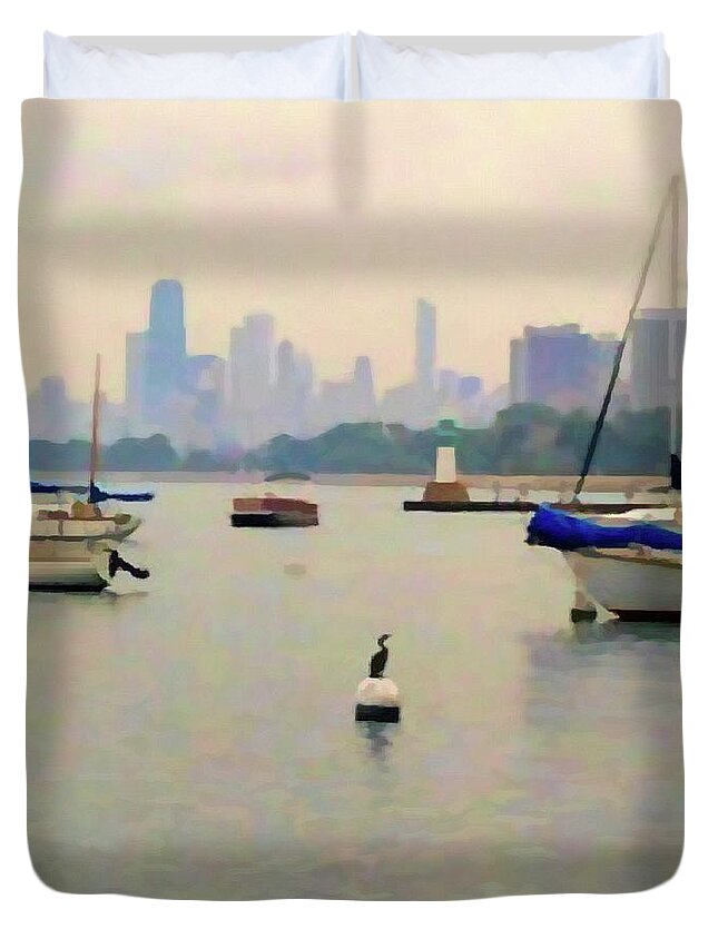 Lake By The City - Duvet Cover