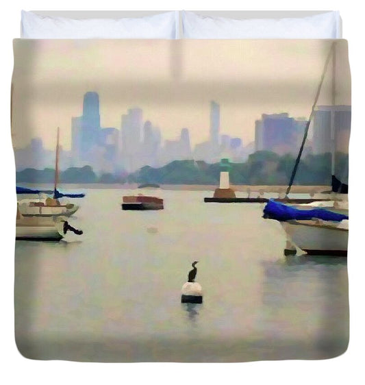 Lake By The City - Duvet Cover