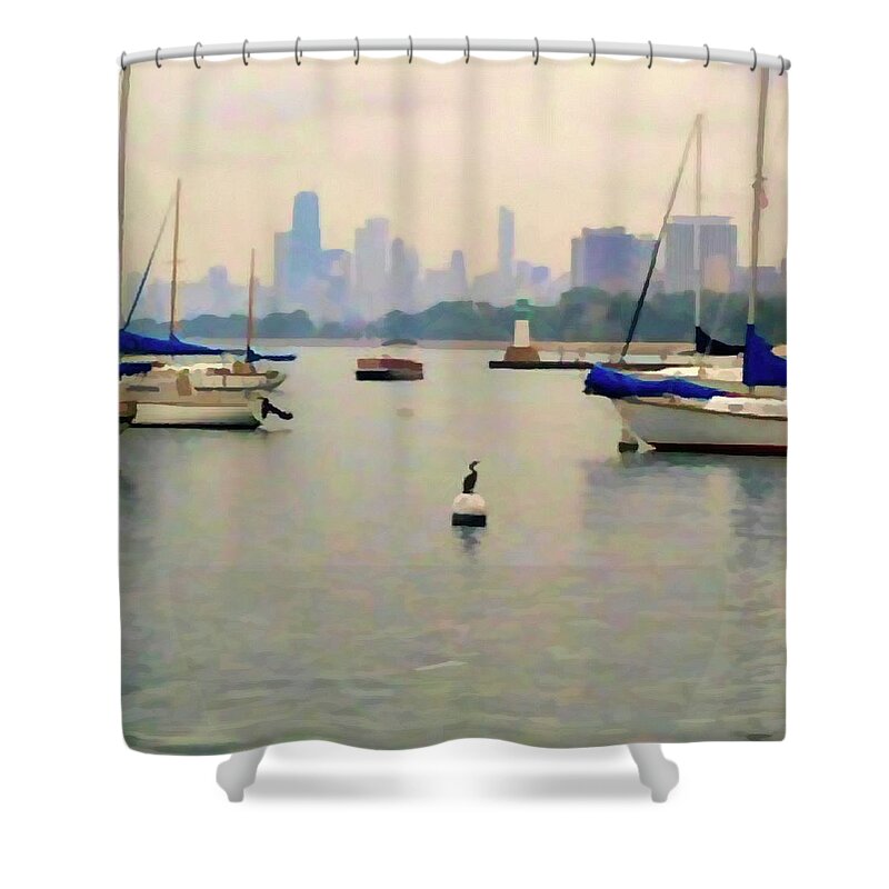 Lake By The City - Shower Curtain