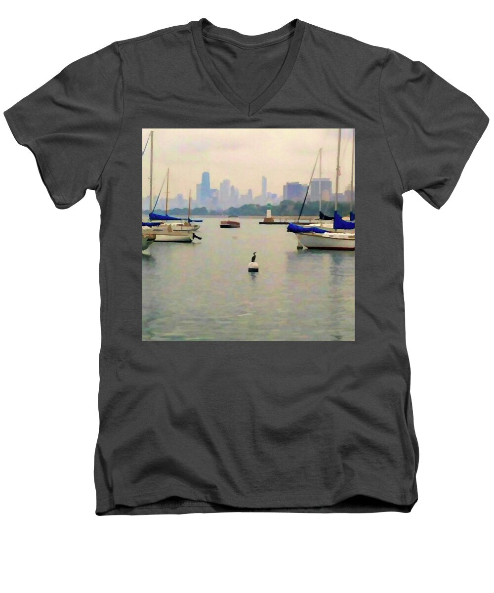 Lake By The City - Men's V-Neck T-Shirt