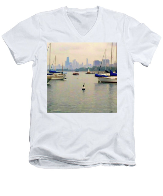 Lake By The City - Men's V-Neck T-Shirt