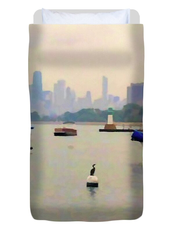 Lake By The City - Duvet Cover