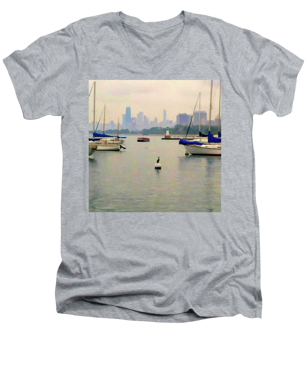 Lake By The City - Men's V-Neck T-Shirt