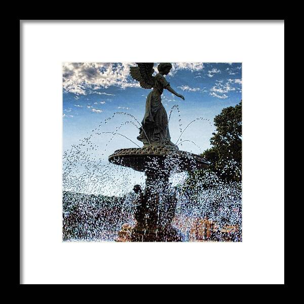 Lake Geneva Angel Fountain - Framed Print