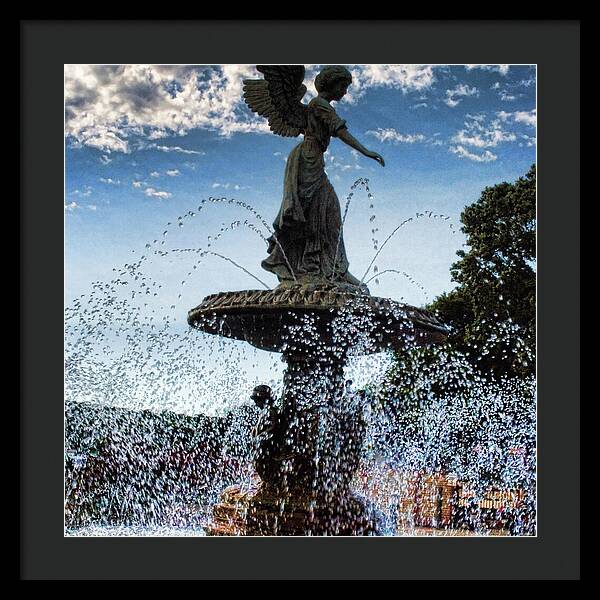 Lake Geneva Angel Fountain - Framed Print