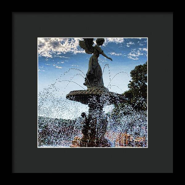 Lake Geneva Angel Fountain - Framed Print