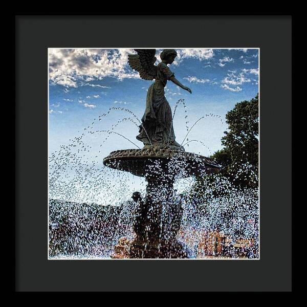 Lake Geneva Angel Fountain - Framed Print