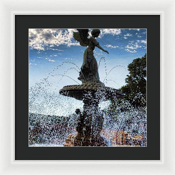 Lake Geneva Angel Fountain - Framed Print