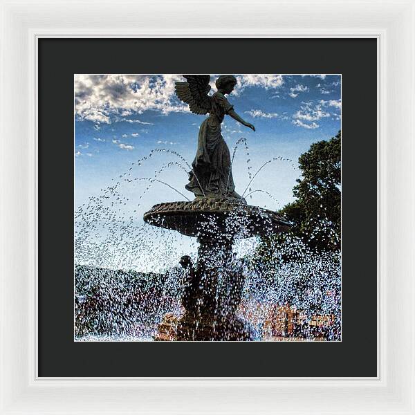 Lake Geneva Angel Fountain - Framed Print