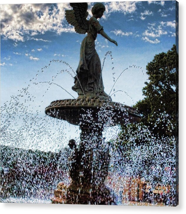 Lake Geneva Angel Fountain - Acrylic Print