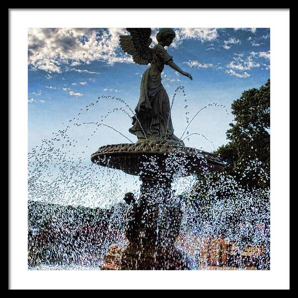 Lake Geneva Angel Fountain - Framed Print