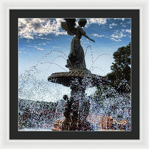 Lake Geneva Angel Fountain - Framed Print