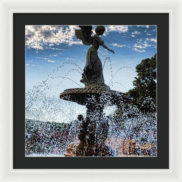 Lake Geneva Angel Fountain - Framed Print