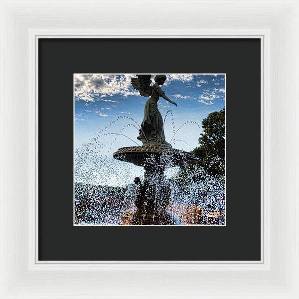 Lake Geneva Angel Fountain - Framed Print