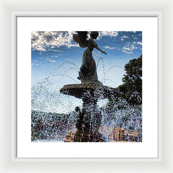 Lake Geneva Angel Fountain - Framed Print