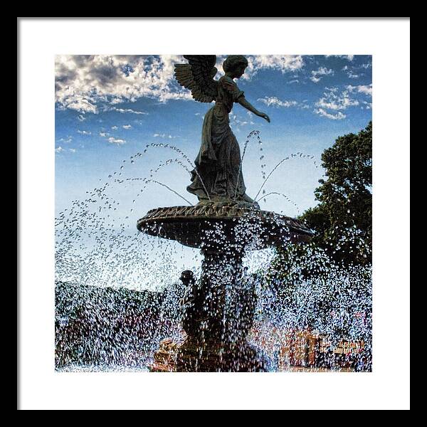 Lake Geneva Angel Fountain - Framed Print