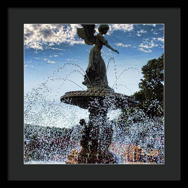 Lake Geneva Angel Fountain - Framed Print