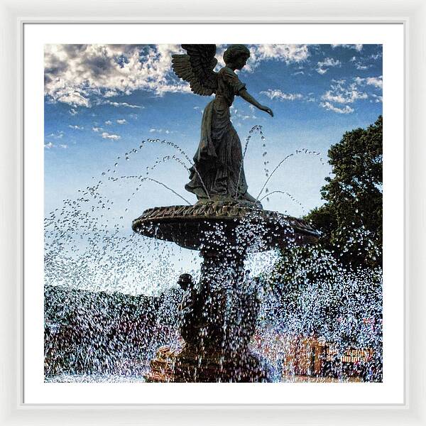 Lake Geneva Angel Fountain - Framed Print