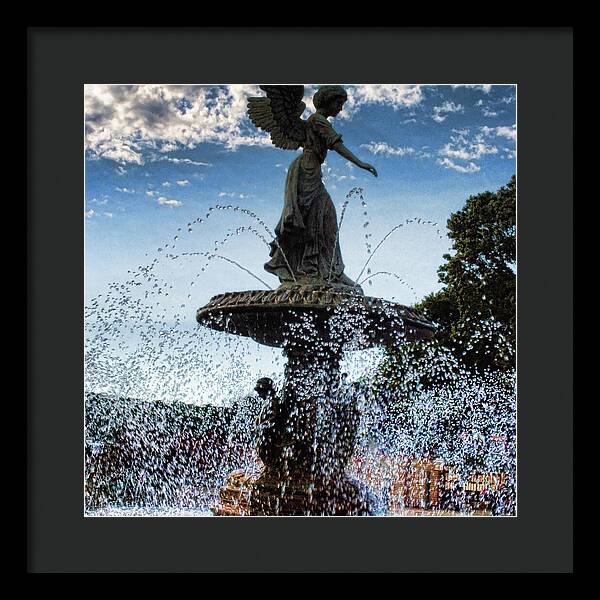 Lake Geneva Angel Fountain - Framed Print